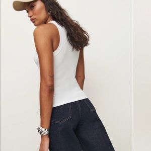Reformation Tasha Tank In White Cotton. Size Small